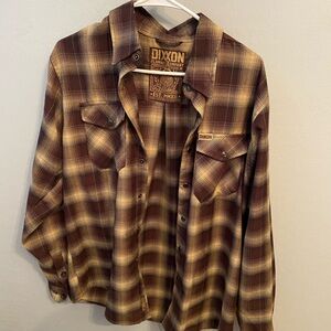 DIXXON Brown Plaid Casual Button Down Shirt